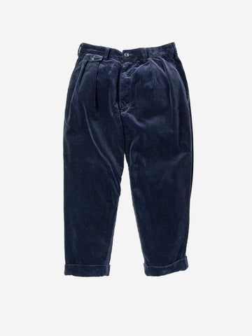 Pantalon bleu en velours côtelé à 2 plis