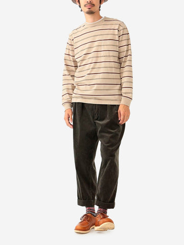 Green corduroy pants with 2 pleats