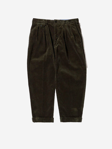 Green corduroy pants with 2 pleats