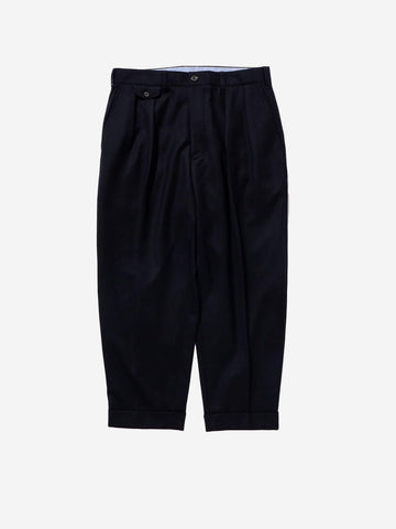 Schwarze Wollflanell-Hose mit Bundfalten