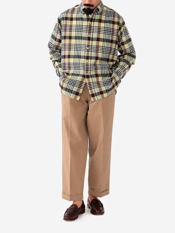 Pantaloni 2 pleats in twill beige relaxed fit