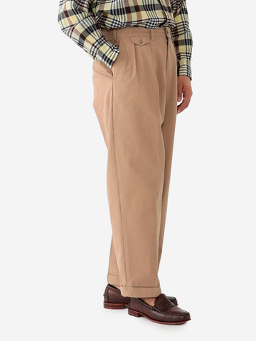 Pantaloni 2 pleats in twill beige relaxed fit