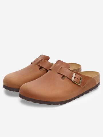 BIRKENSTOCK Sandali Boston in pelle oliata cognac Marrone