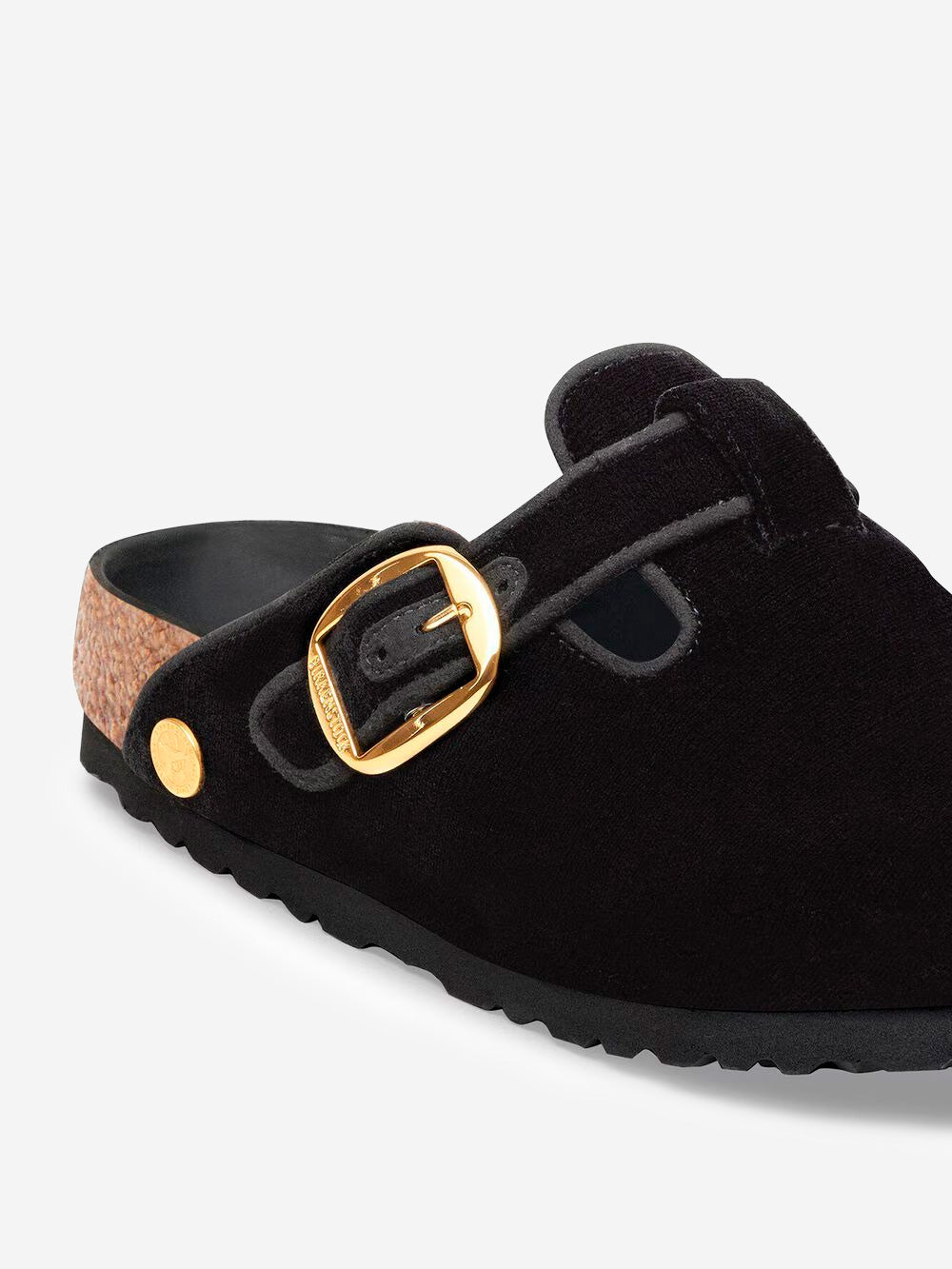 BIRKENSTOCK Boston Big Buckle Piping Rivet Logo in velluto nero Nero Urbanstaroma