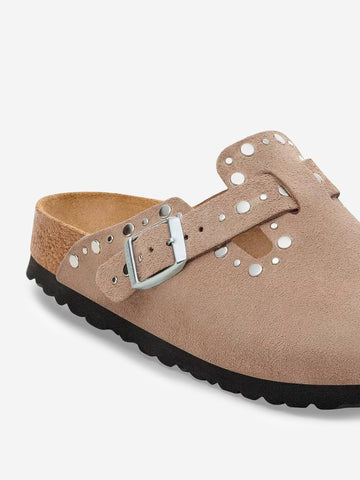 BIRKENSTOCK Sandali Boston Rivet Taupe con borchiette metalliche Taupe