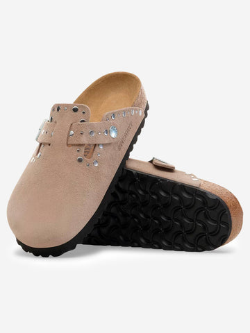 BIRKENSTOCK Sandali Boston Rivet Taupe con borchiette metalliche Taupe