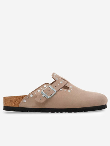 BIRKENSTOCK Sandali Boston Rivet Taupe con borchiette metalliche Taupe