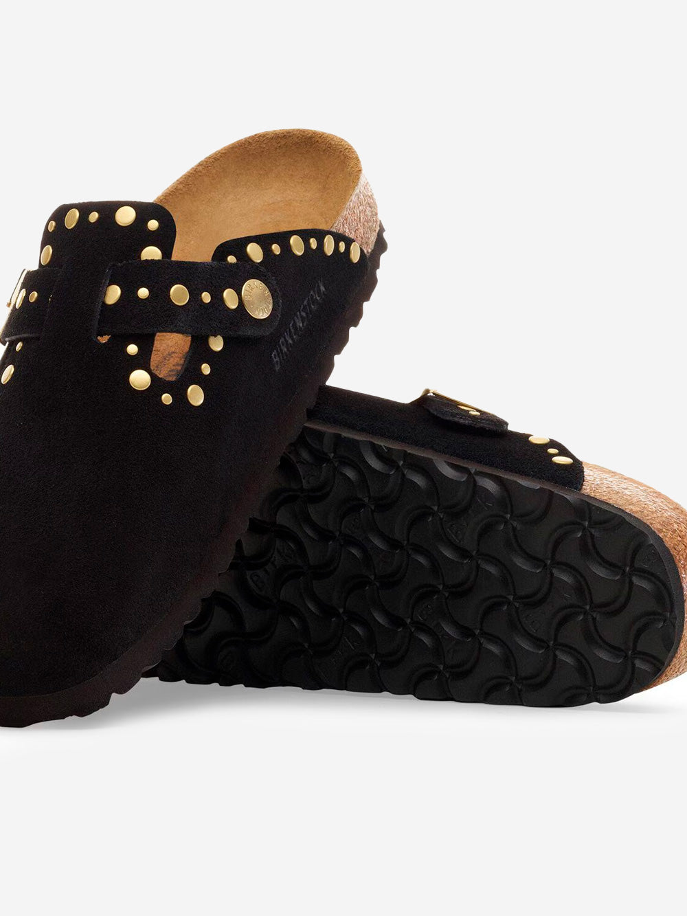 BIRKENSTOCK Sandali Boston Rivet neri con borchiette metalliche Nero Urbanstaroma