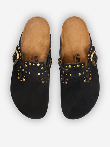 BIRKENSTOCK Sandali Boston Rivet neri con borchiette metalliche Nero