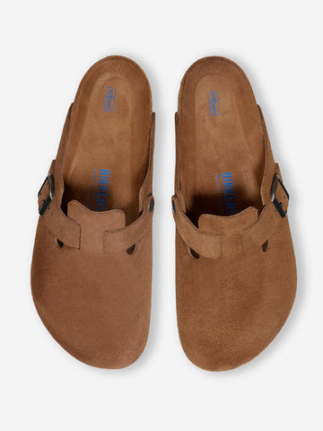 BIRKENSTOCK Boston in suede marrone con plantare morbido Marrone