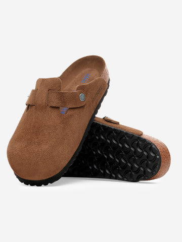 BIRKENSTOCK Boston in suede marrone con plantare morbido Marrone