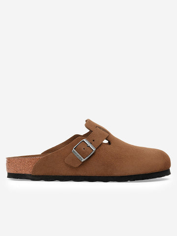 BIRKENSTOCK Boston in suede marrone con plantare morbido Marrone