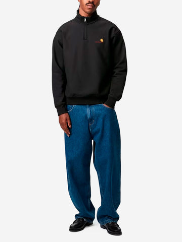 CARHARTT WIP Felpa Half Zip nera con ricamo americano Nero