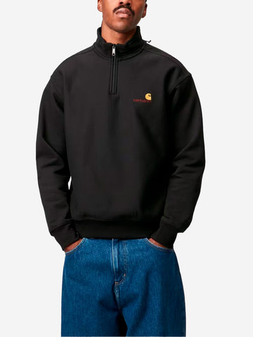 CARHARTT WIP Felpa Half Zip nera con ricamo americano Nero