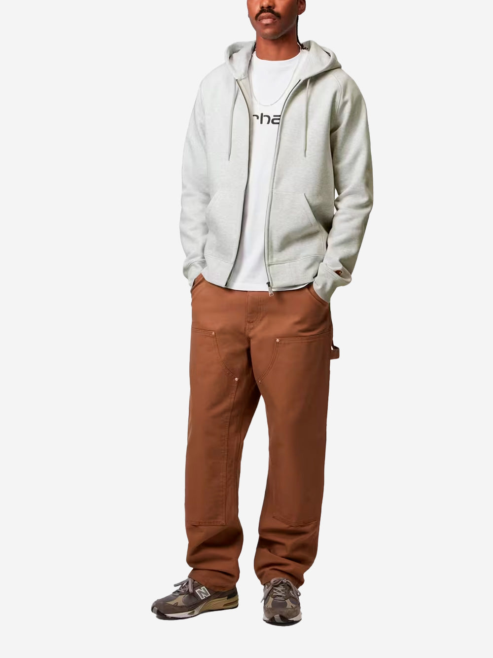 CARHARTT WIP Hooded Chase Jacket grigia con zip Grigio chiaro Urbanstaroma