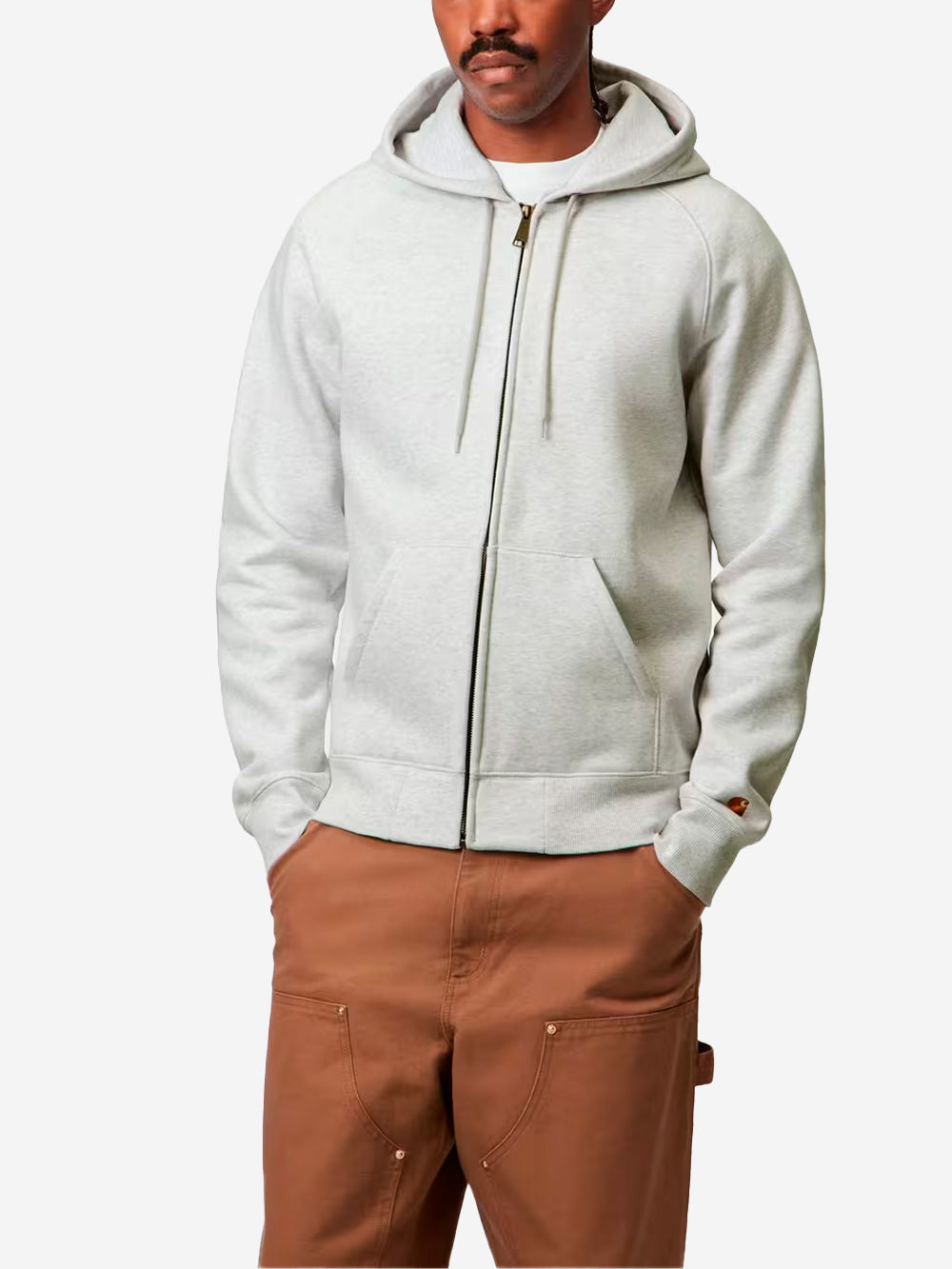 CARHARTT WIP Hooded Chase Jacket grigia con zip Grigio chiaro Urbanstaroma