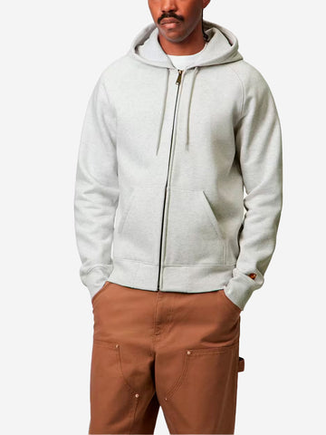 CARHARTT WIP Hooded Chase Jacket grigia con zip Grigio chiaro