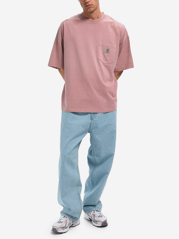 CARHARTT WIP T-shirt Hudson effetto sbiadito con tasca Rosa