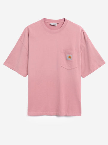 CARHARTT WIP T-shirt Hudson effetto sbiadito con tasca Rosa