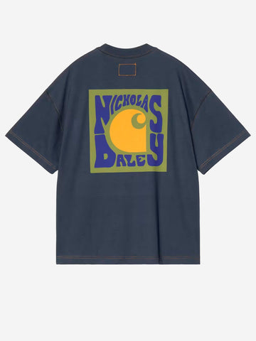 CARHARTT WIP T-shirt blu con logo x Nicholas Daley Blu scuro