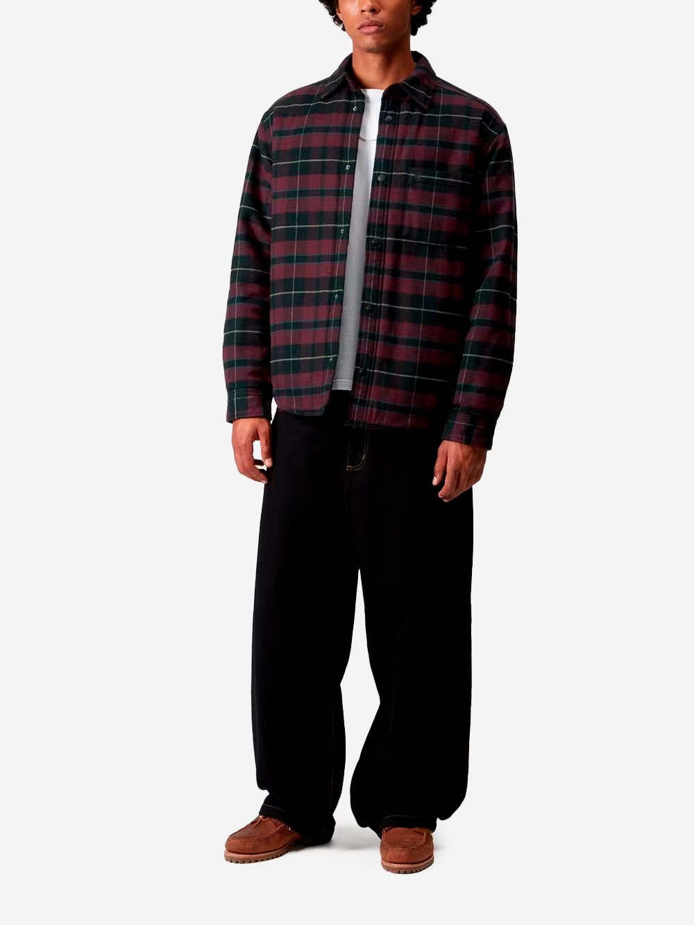 CARHARTT WIP Giacca camicia Gargan nera e bordeaux Nero bordeau Urbanstaroma