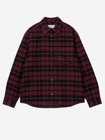 CARHARTT WIP Giacca camicia Gargan nera e bordeaux Nero bordeau
