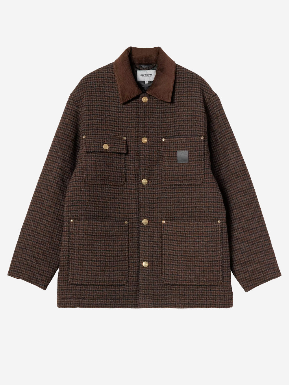 CARHARTT WIP Lowis Chore Coat pied-de-poule in misto lana Marrone Urbanstaroma