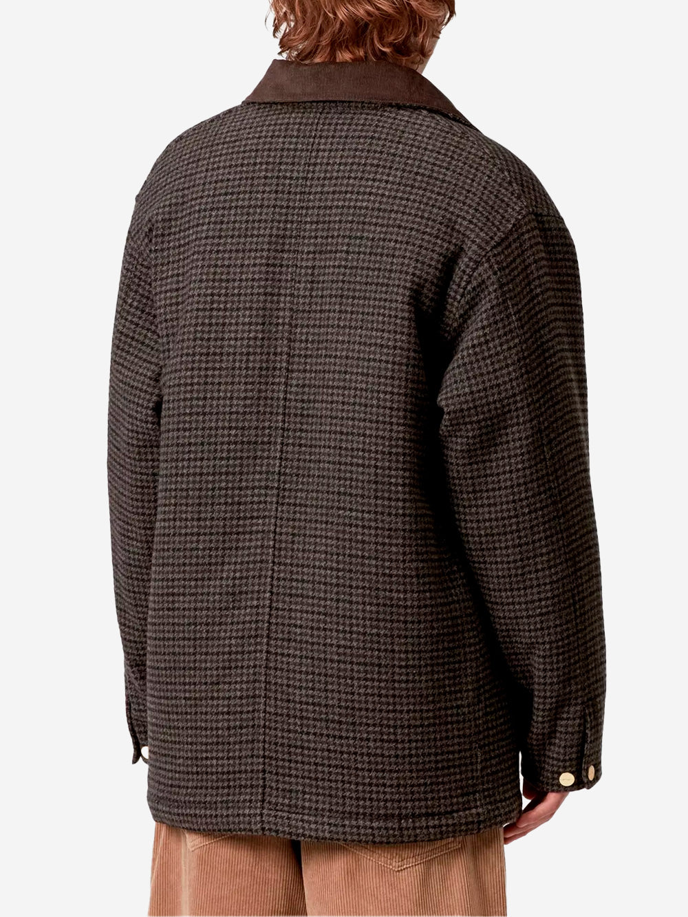 CARHARTT WIP Lowis Chore Coat pied-de-poule in misto lana Marrone Urbanstaroma