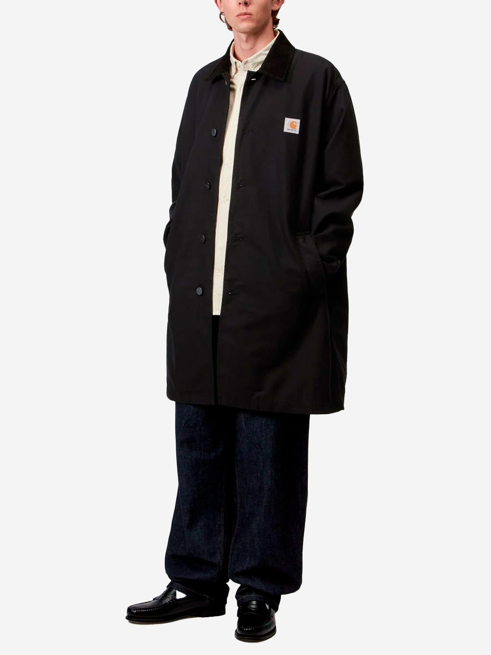 CARHARTT WIP Webster Coat nero con colletto in velluto Nero Urbanstaroma