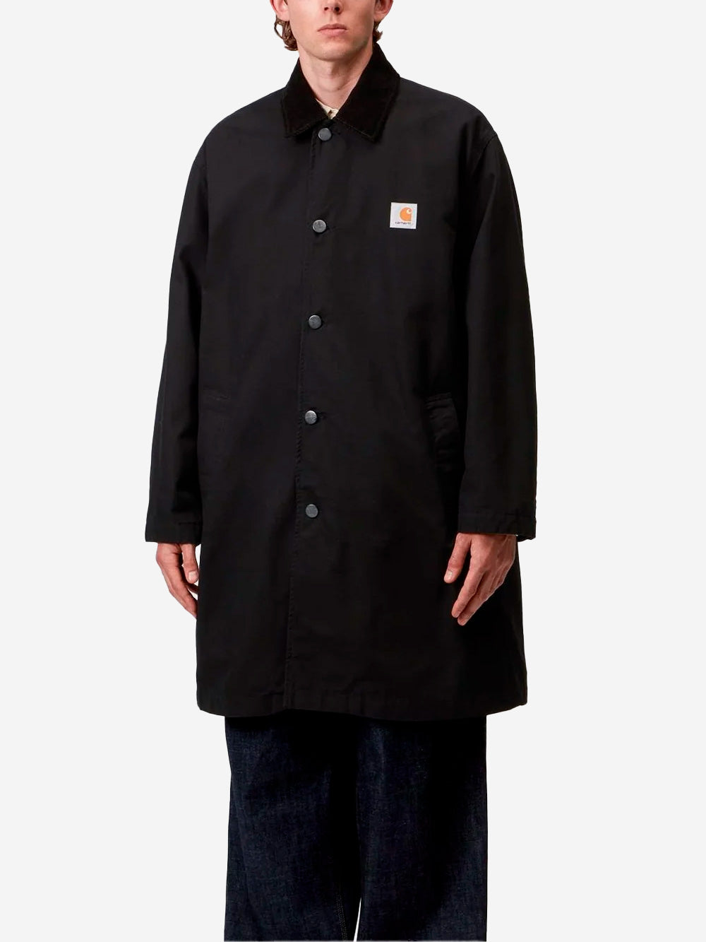 CARHARTT WIP Webster Coat nero con colletto in velluto Nero Urbanstaroma