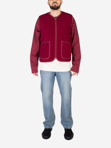 Gilet rosso in pile di lana 'Pepitko'