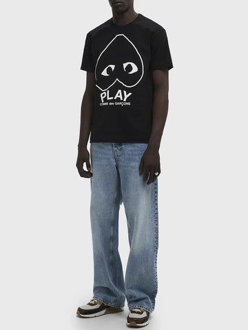 COMME DES GARCONS PLAY T-shirt nera con cuore capovolto e grafica Nero