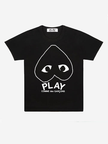 COMME DES GARCONS PLAY T-shirt nera con cuore capovolto e grafica Nero