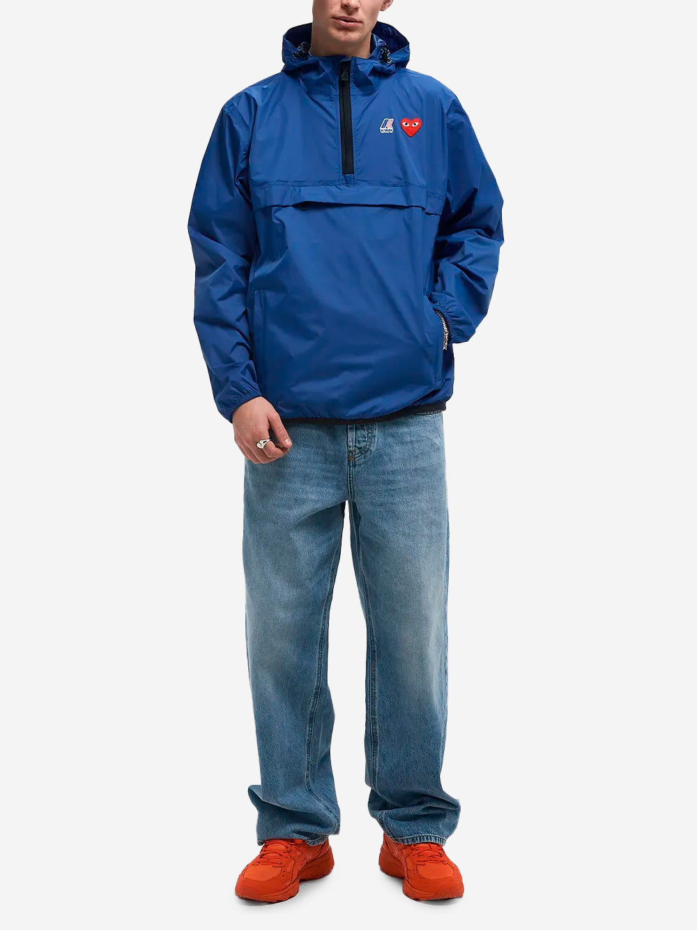 COMME DES GARCONS PLAY Giacca blu packable half zip x K-Way Royal Urbanstaroma
