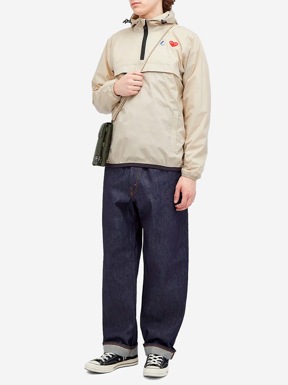 COMME DES GARCONS PLAY Giacca beige packable half zip x K-Way Beige Urbanstaroma