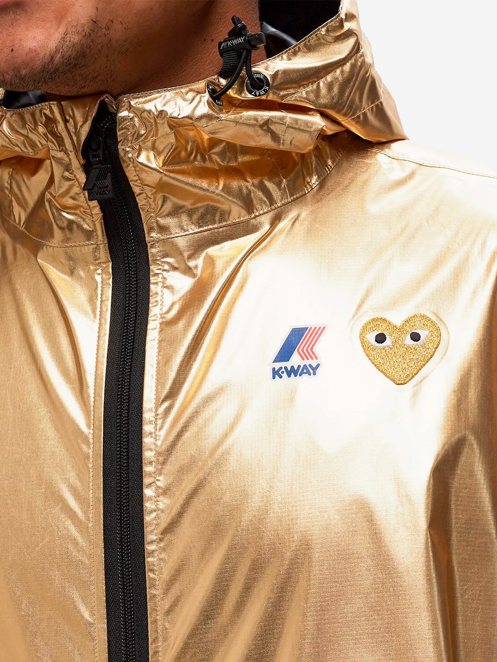 COMME DES GARCONS PLAY Giacca packable full zip dorata x K-Way Oro Urbanstaroma