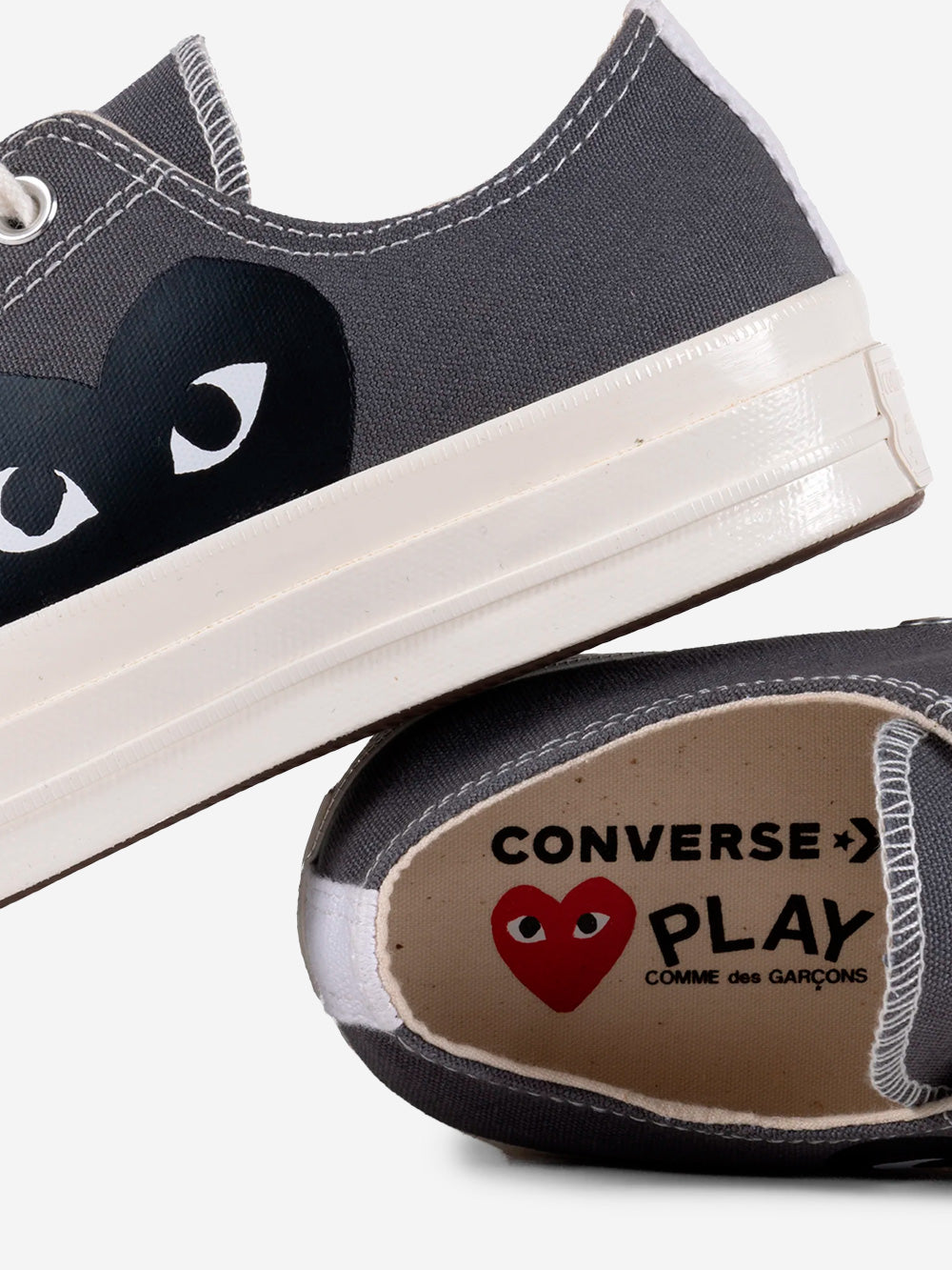 COMME DES GARCONS PLAY Chuck 70 OX grigie con cuore grande nero x CDG Grigia nera Urbanstaroma