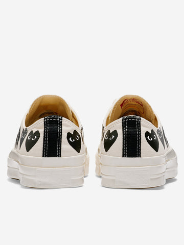 COMME DES GARCONS PLAY Chuck 70 OX Multi Heart bianche x CDG Bianco
