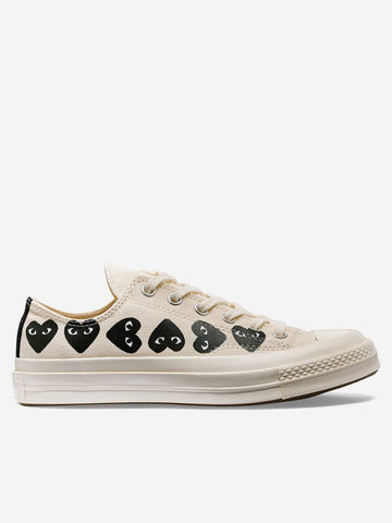 COMME DES GARCONS PLAY Chuck 70 OX Multi Heart bianche x CDG Bianco