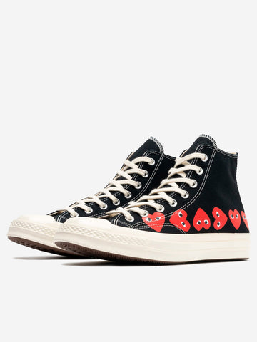COMME DES GARCONS PLAY Chuck 70 HI nere Multi Heart High x CDG Nero