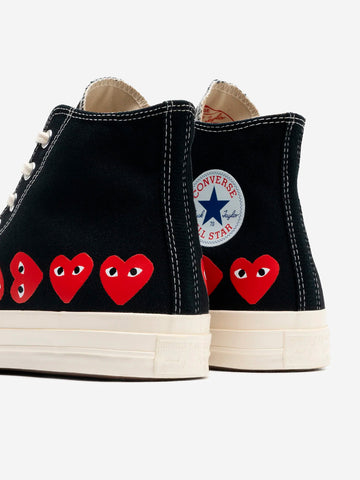 COMME DES GARCONS PLAY Chuck 70 HI nere Multi Heart High x CDG Nero