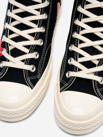 COMME DES GARCONS PLAY Chuck 70 HI nere Multi Heart High x CDG Nero