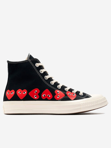 COMME DES GARCONS PLAY Chuck 70 HI nere Multi Heart High x CDG Nero