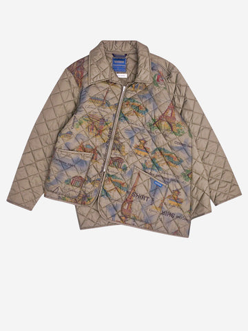 COMME DES GARCONS SHIRT Giacca trapuntata a costruzione asimmetrica x Lavenham Marrone