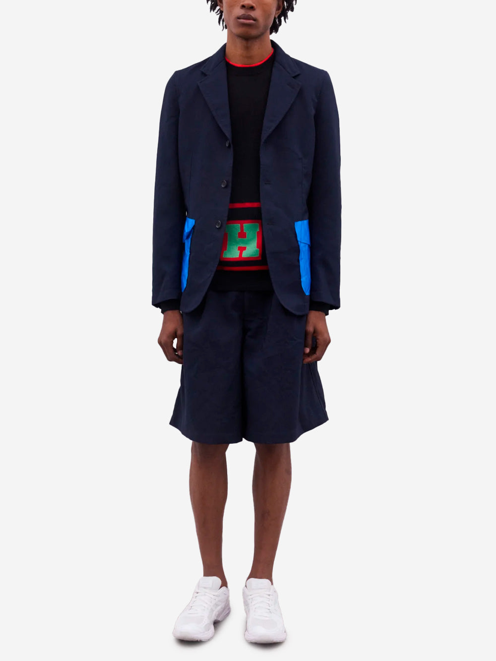 COMME DES GARCONS SHIRT Maglione girocollo in misto lana con grafica intarsiata Multicolor Urbanstaroma