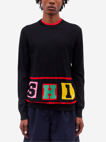 COMME DES GARCONS SHIRT Maglione girocollo in misto lana con grafica intarsiata Multicolor