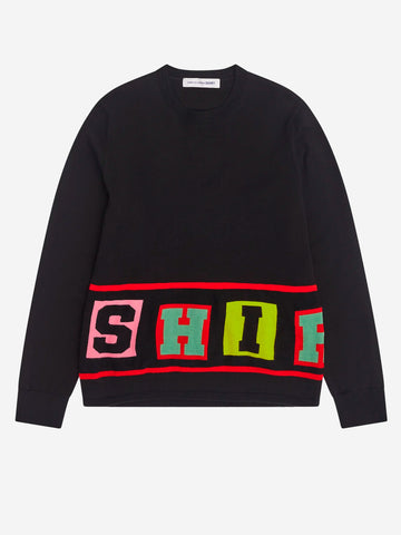 COMME DES GARCONS SHIRT Maglione girocollo in misto lana con grafica intarsiata Multicolor