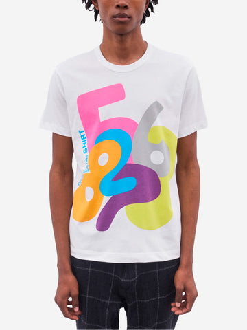 COMME DES GARCONS SHIRT T-shirt bianca con grafica multicolore Multicolor