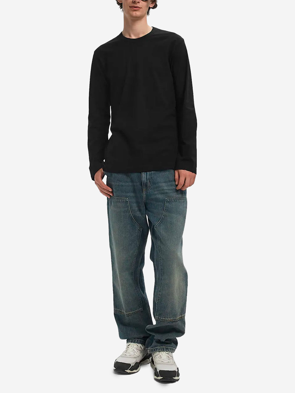 COMME DES GARCONS SHIRT T-shirt manica lunga nera minimal con grafica 'Forever' Nero Urbanstaroma