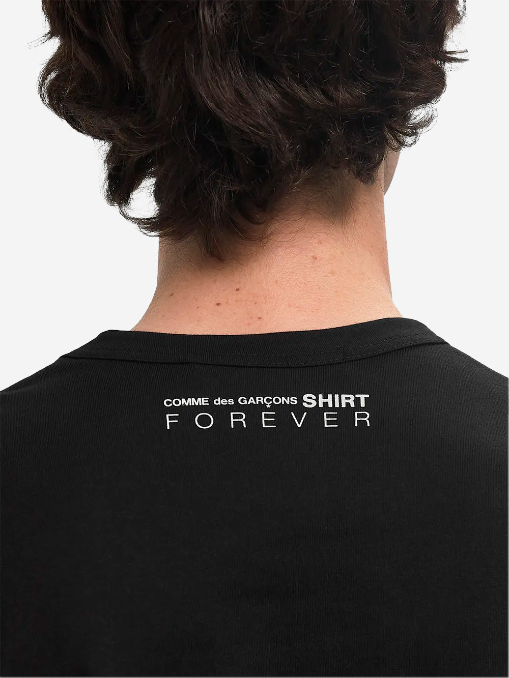 COMME DES GARCONS SHIRT T-shirt manica lunga nera minimal con grafica 'Forever' Nero Urbanstaroma